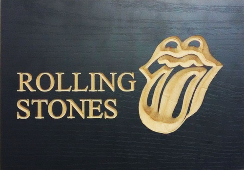 Quadro Entalhado Em Madeira - Rolling Stones - Rock & Roll