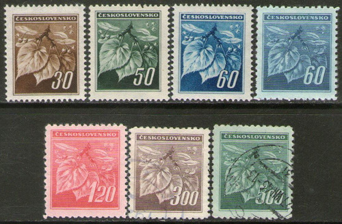 Checoslovaquia Serie X 7 Sellos Hojas De Tilo Año 1945