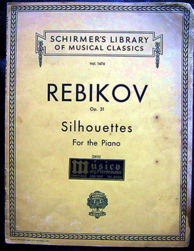 Partitura Rebikov Para Piano Op.31 Schimer´s Inc New York