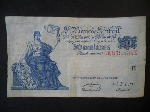 Billete De 50 Centavos  Banco Central Republica Argentina.//