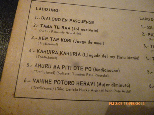 Vinilo Lp De Tararaina --musica Pascuense (u1005