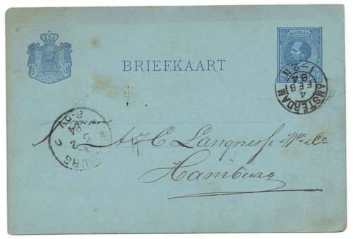 Postal Antigua De Holanda 1884