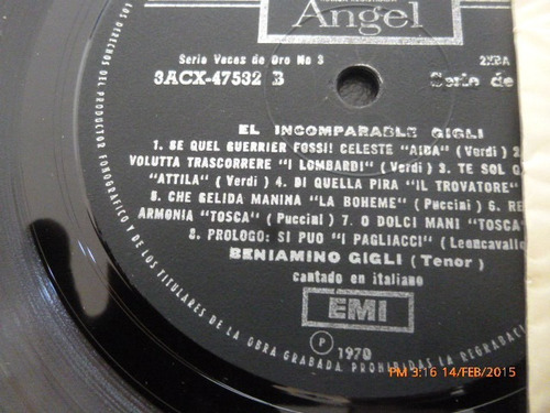 Vinilo Lp Beniamino Gigli --el Incomparable (u236