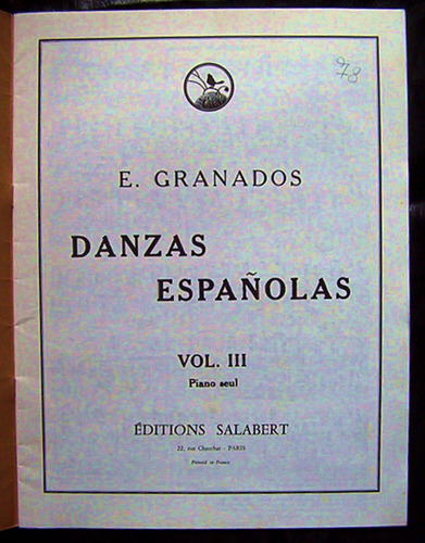 Partitura Danzas Españolas Vol. 3 Editions Salabert Paris