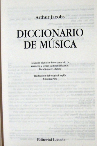 Arthur Jacobs Diccionario De Música Edicion 1995