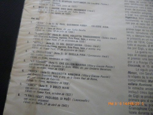 Vinilo Lp Beniamino Gigli --el Incomparable (u236