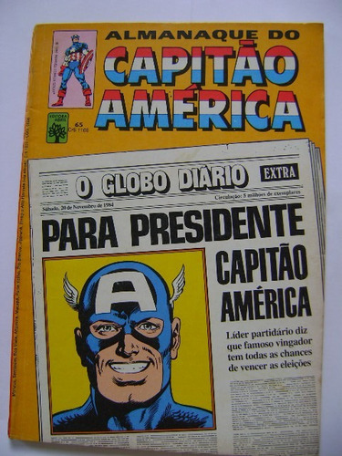 Capitão América Nº 65 Out 84 Ed Abril  C/ Dicionário Marvel