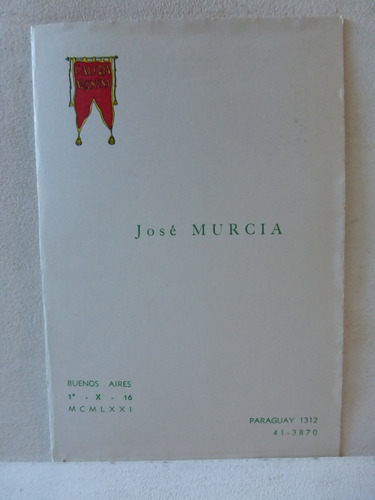 Catalogo De Exposicion - Folleto - Jose Murcia - 1971