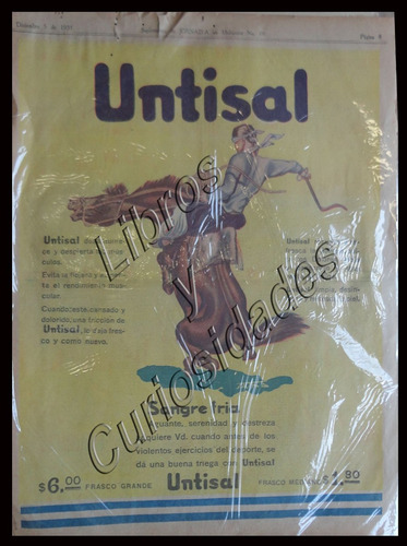 Afiche Antiguo Publicitario Untisal. Art. 22469