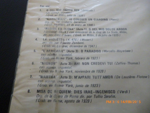Vinilo Lp Beniamino Gigli --el Incomparable (u236