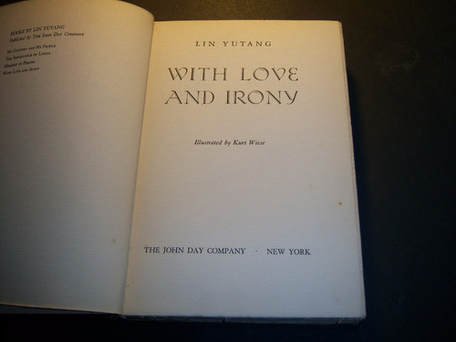 With Love And Irony . Lin Yutang . En Inglés