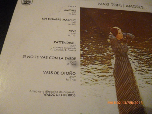 Vinilo Lp De Mari Trini --amores (u995