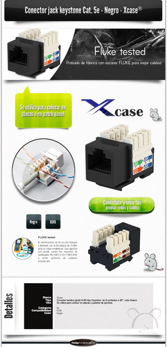 100 Pz Jack Rj45 Cat5e Conector Hembra Red Utp Negro Xcase