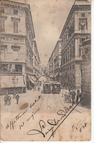 1904 Antigua Postal Genova Italia Con Tranvias Cursada Sello