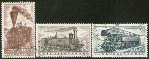 Checoslovaquia Serie X 3 Sellos Usados Locomotoras Año 1956