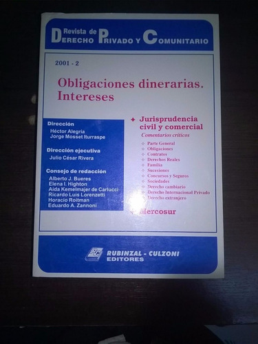 Revista Dcho Priv Y Com 2001-2 Obligaciones Dinerarias. Inte