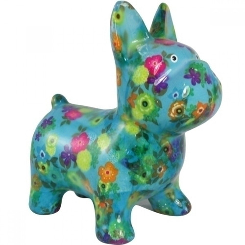 Escultura Decorativa Bulldog Colorido Ceramica