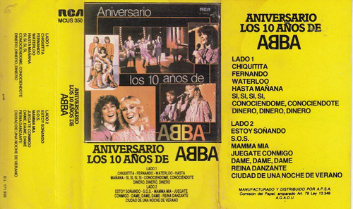 Abba Uruguay 1981 Cassete Aniversario 10 Años Escaso Pop