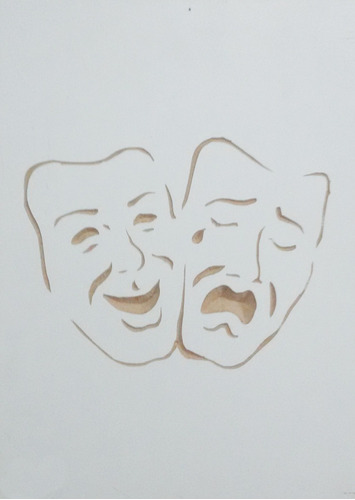 Quadro Entalhado Em Madeira - Máscaras Do Teatro
