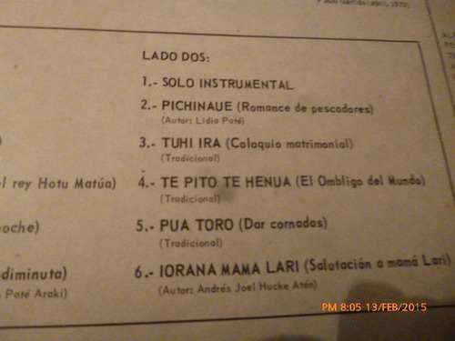 Vinilo Lp De Tararaina --musica Pascuense (u1005