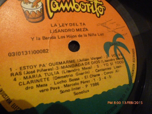 Vinilo Lp De Lisandro Meza Y La Banda De La Niña (u992