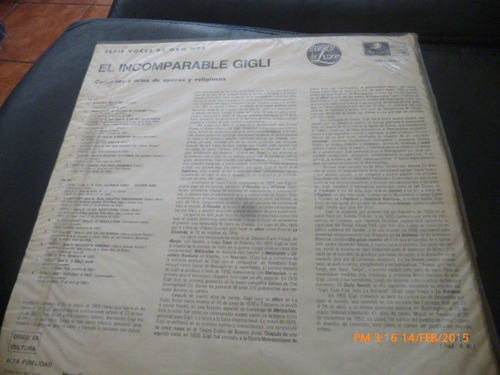 Vinilo Lp Beniamino Gigli --el Incomparable (u236