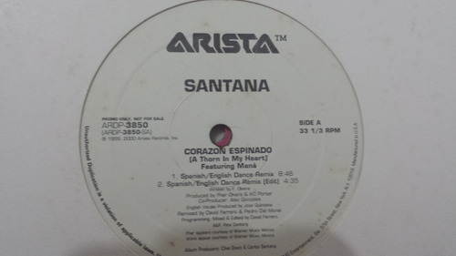 Santana Corazón Espinado 12 Single