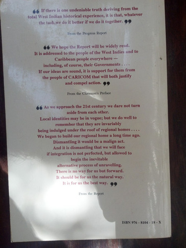 Time For Action. The Report Of The West Indian Commission