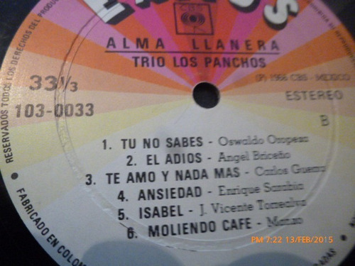 Vinilo Lp De Los Panchos - Alma Llanera (u400