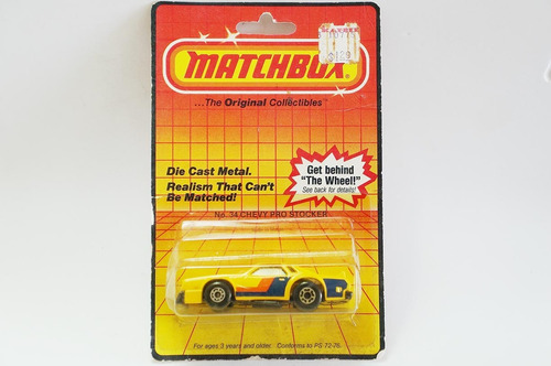 Matchbox Toys Chevy Pro Stocker Yellow Superfast Blister