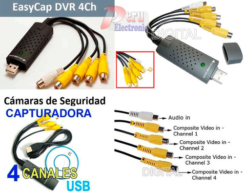 Capturadora Usb Camaras Dvr 4 Canales Audio Y Video