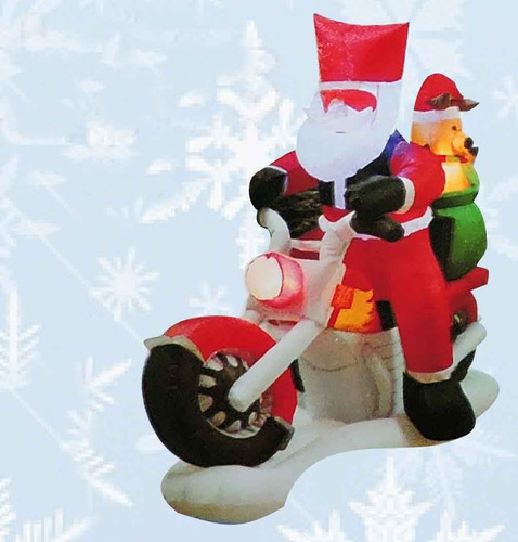 Inflable  Santa Claus En Moto Navideño Con Luz Led 150 Cm