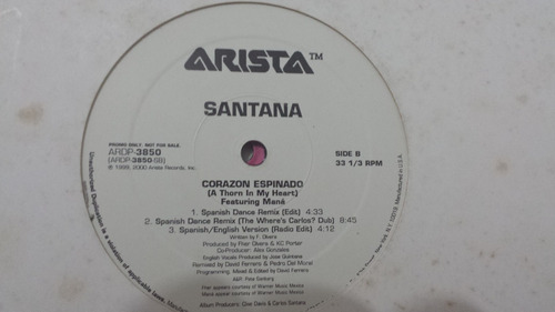 Santana Corazón Espinado 12 Single