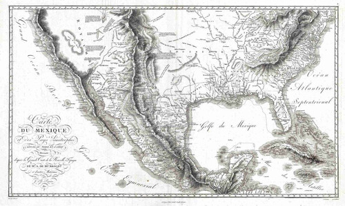 Lienzo Canvas Mapa México Texas Luisiana Florida 1811 X50