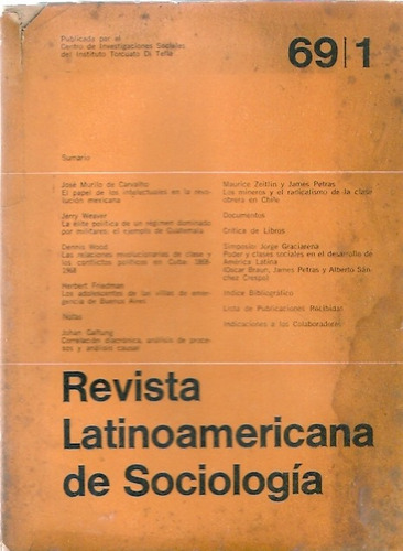 Revista Latinoamericana De Sociologia  69/1