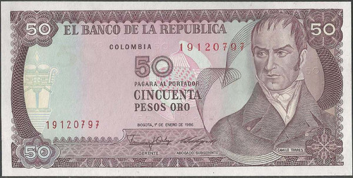 Colombia, 50 Pesos 1 Ene 1986 Bgw280