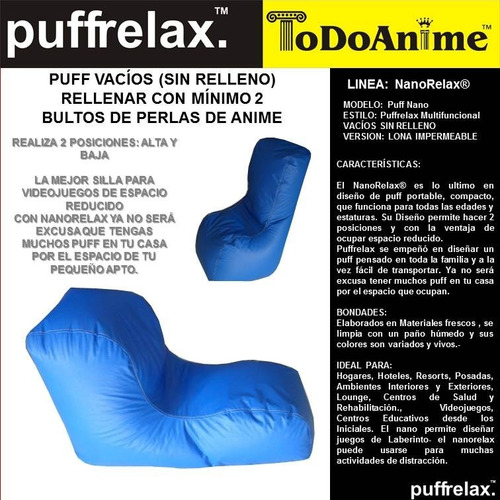 Puff Nano Relax Lona Tela Adultos Y Niños Vacíos Sin Relleno
