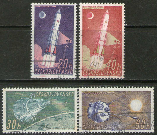 Checoslovaquia Serie X4 Sellos Usados Espacio = Sputnik 1961