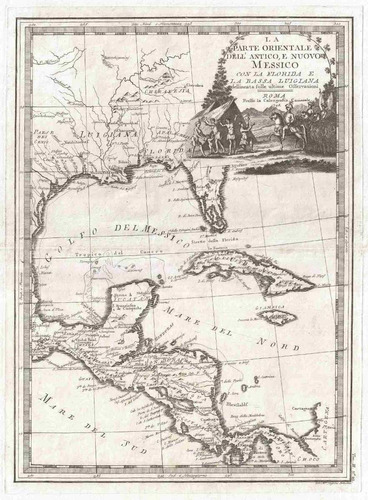 Lienzo Tela Canvas Mapa Cuba América Central Florida 1798