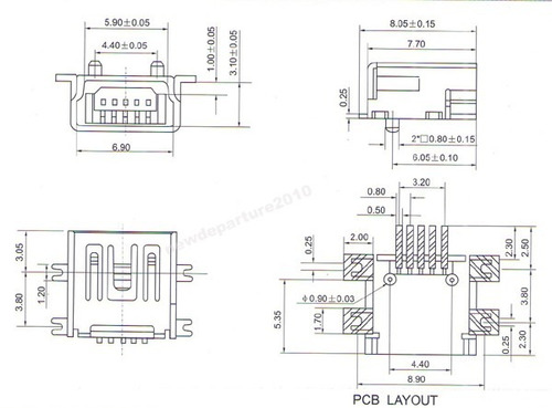 Pin De Carga Mini Usb Con Soportes A La Base Corto