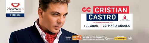 Imagen 2 de 3 de Entradas Cristian Castro C.c. María Angola Platinum..!!!
