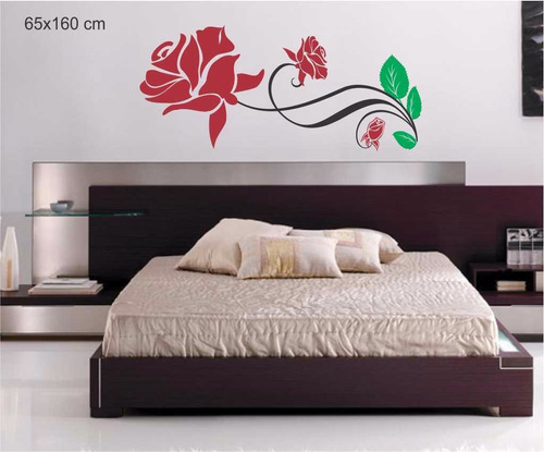 Adesivo Papel Parede Cabeceira Quarto Floral Rosas Arabesco