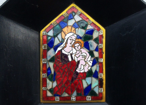 Hist.*- Importante Virgen Firmada Esmalte Cloisonne -envío