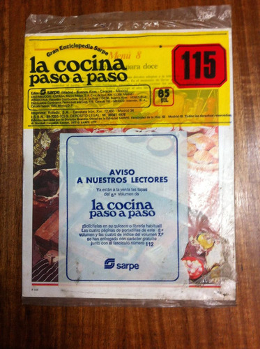 Enciclopedia Sarpe La Cocina Paso A Paso Fasciculo Nº 115