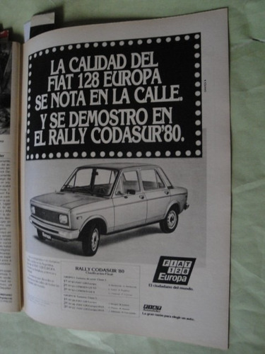 Publicidad Fiat 128 Europa Año 1980