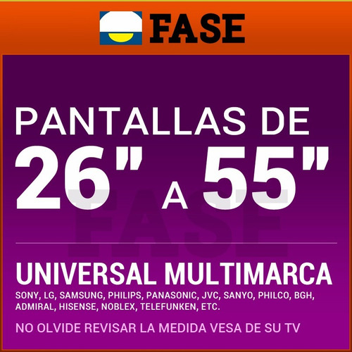 Soporte Lcd Tv Led Fijo Extra Chato 3cm Slim 50kg 26 32 33 37 40 42 46 50 52 55 Pulgadas