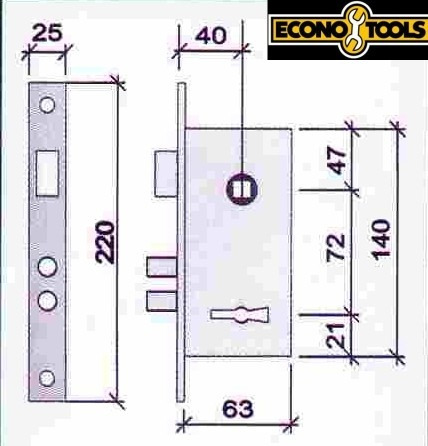 Cerradura Prive 205 (en Caja) Doble Perno + Destornillador