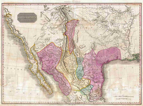 Lienzo Canvas Mapa Sur California Texas Lousiana 1818 50x68