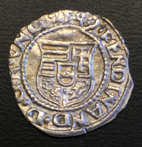 Hun025 Moneda Hungría 1 Denar 1549 Vf Plata Ayff