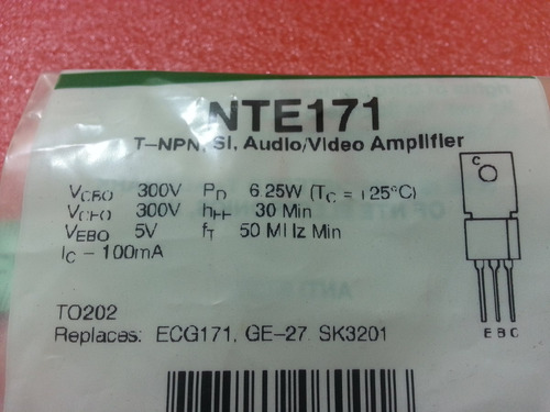 Transistor  Nte171  Npn  300 V 100 Ma